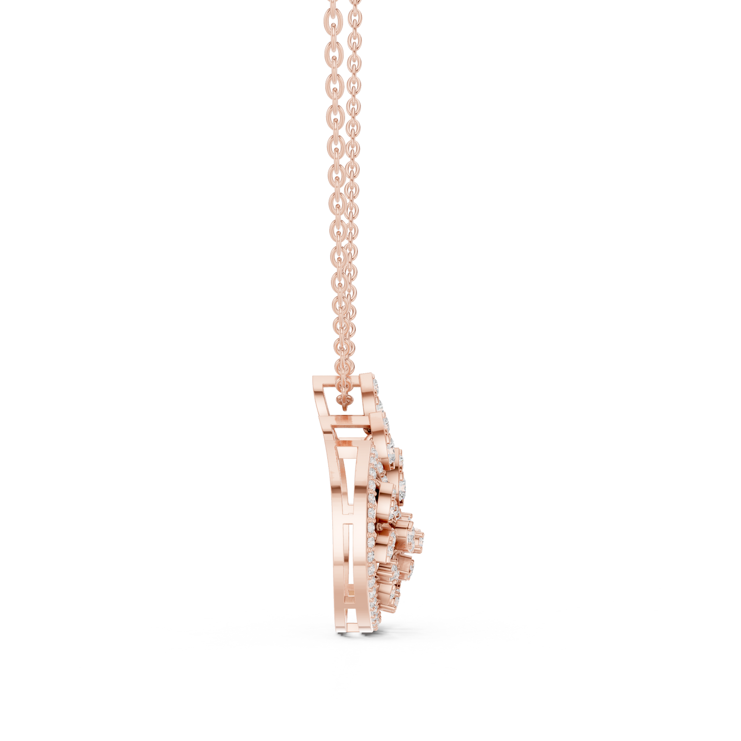Lunar Awakening – Blooming Lab Diamond Crescent Pendant For Women