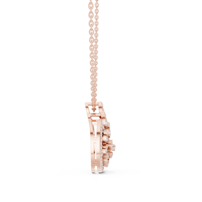 Lunar Awakening – Blooming Lab Diamond Crescent Pendant For Women