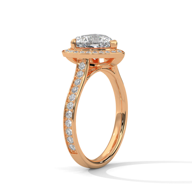 2 Carat Heart Shape Lab Grown Diamond Ring | Solitaire Halo Engagement & Anniversary Ring Gift for Women