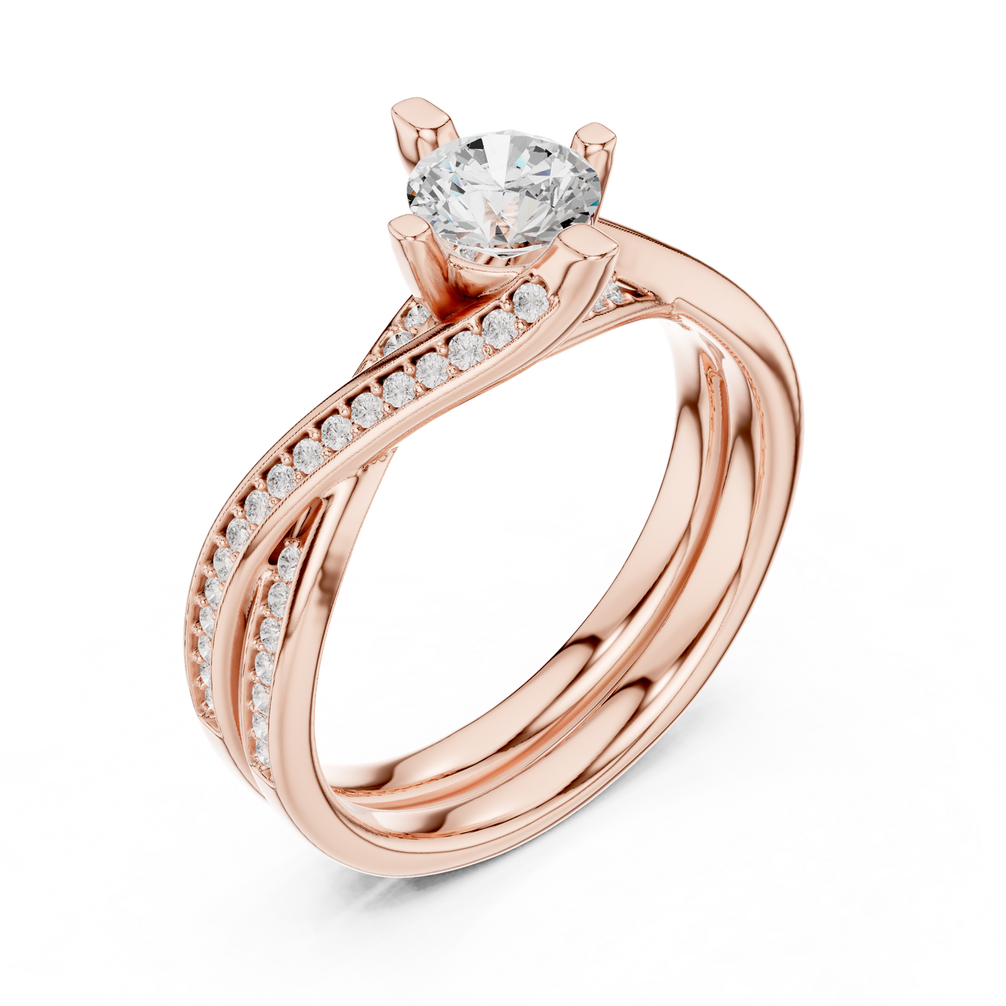 1 Carat Solitaire Lab Grown Diamond Engagement Ring With Twisted Band