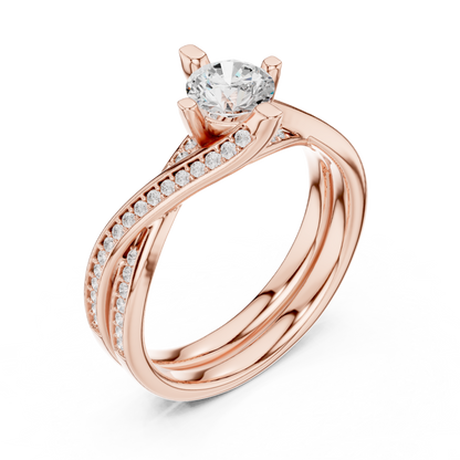 1 Carat Solitaire Lab Grown Diamond Engagement Ring With Twisted Band