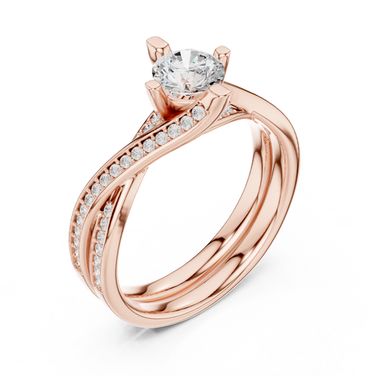 1 Carat Solitaire Lab Grown Diamond Engagement Ring With Twisted Band