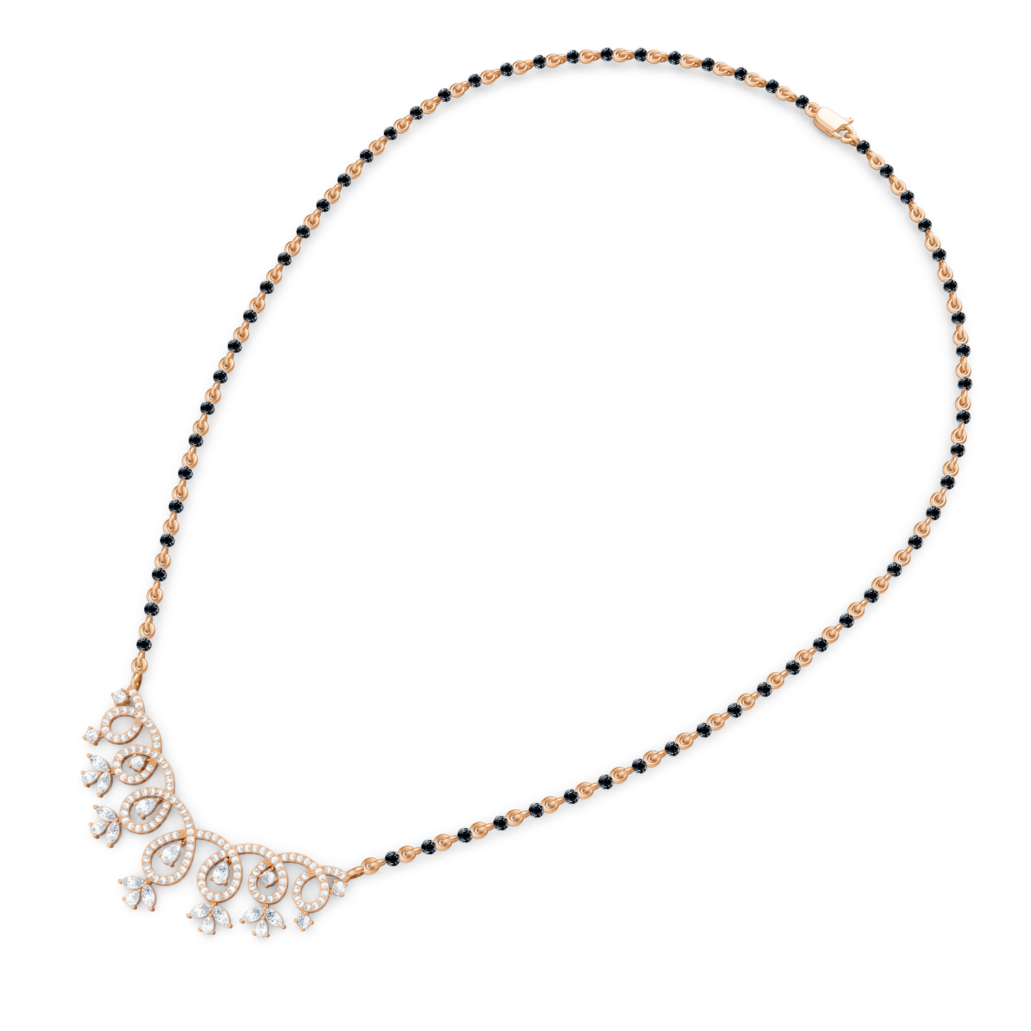 Looped Curves With Pear Shapes Lab Diamond Teardrop Mangalsutra For Women