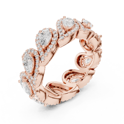 Iconic Pear Lab Diamond Halo Band Ring for Women & Girls