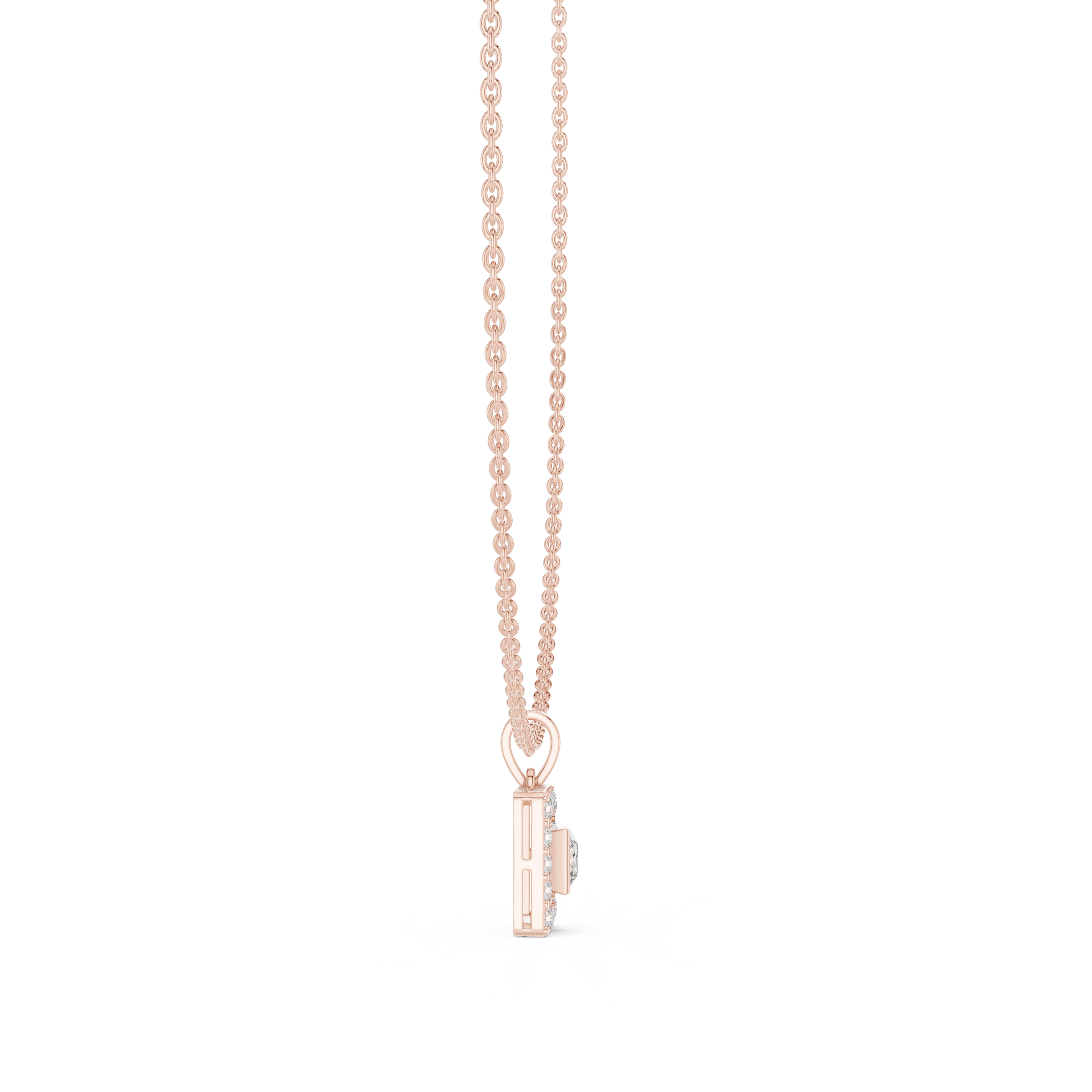 Royal Minimalism Halo Princess Pendant Necklace in Lab Diamonds