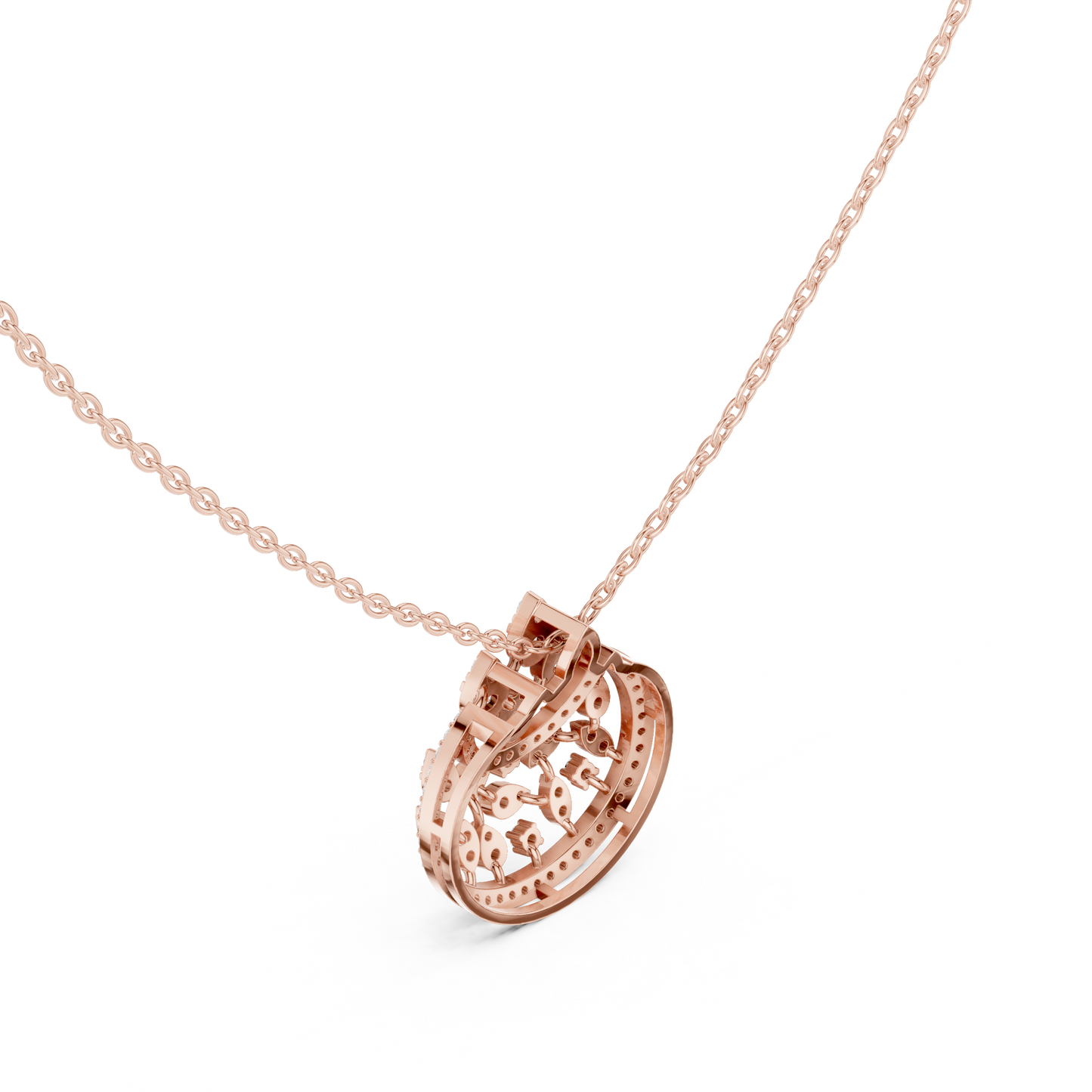 Lunar Awakening – Blooming Lab Diamond Crescent Pendant For Women