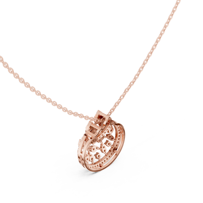 Lunar Awakening – Blooming Lab Diamond Crescent Pendant For Women