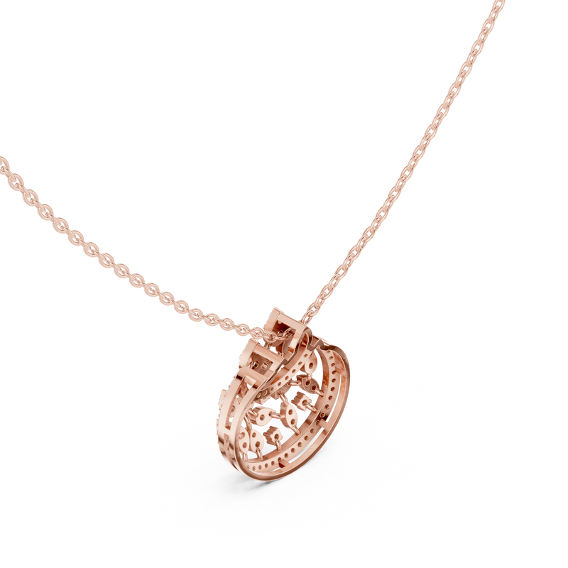 Lunar Awakening – Blooming Lab Diamond Crescent Pendant For Women