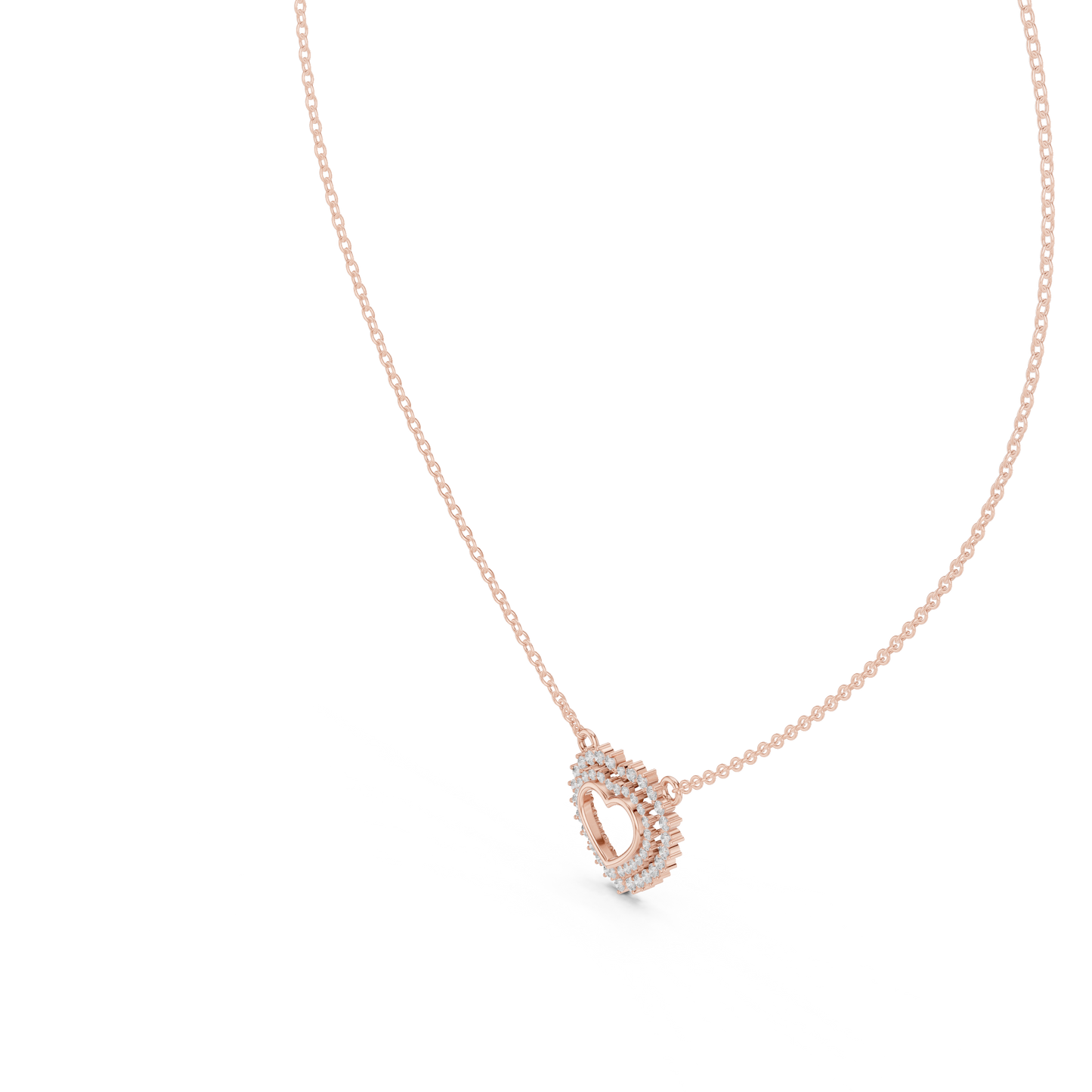 Twinkling Halo Heart Pendant Lab Diamond Necklace
