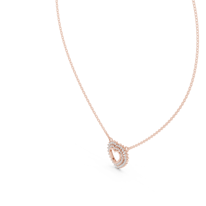 Twinkling Halo Heart Pendant Lab Diamond Necklace