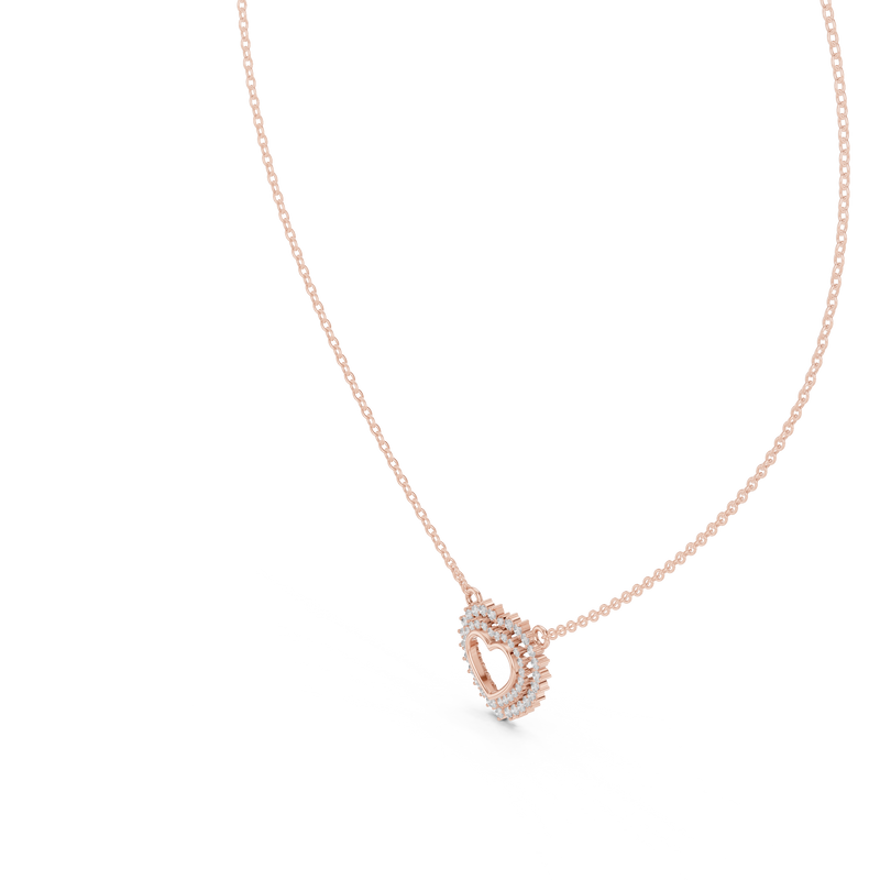 Twinkling Halo Heart Pendant Lab Diamond Necklace