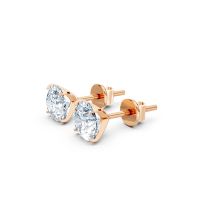 1.2 Carat Solitaire Studs For Women in 14Kt Rose Gold With Lab Diamond
