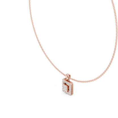 Royal Minimalism Halo Princess Pendant Necklace in Lab Diamonds