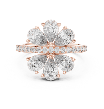 Gleaming Large Flower Lab Diamond Ring For Women