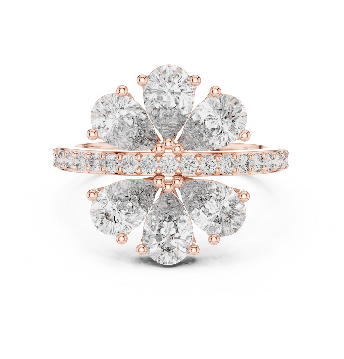 Gleaming Large Flower Lab Diamond Ring For Women