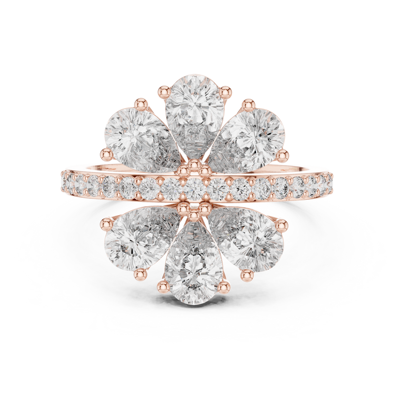 Gleaming Large Flower Lab Diamond Ring For Women