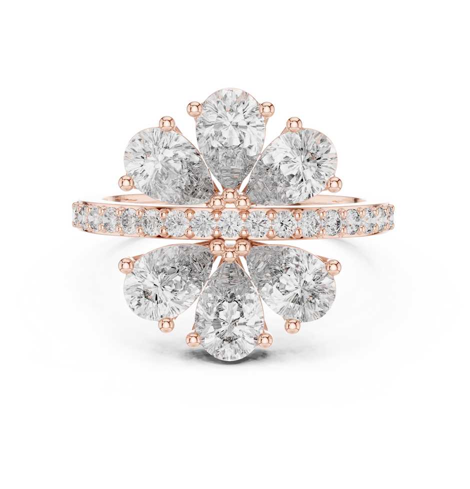 Gleaming Large Flower Lab Diamond Ring For Women