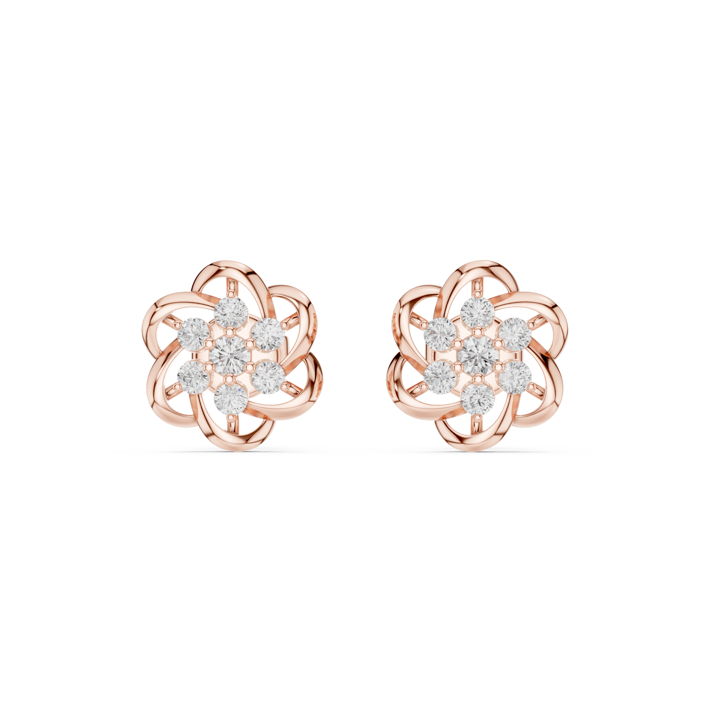 Celestera Floral Lab Diamonds Stud Earrings
