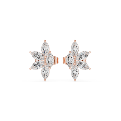 Four Petals Super Sparkling Lab Diamond Earrings