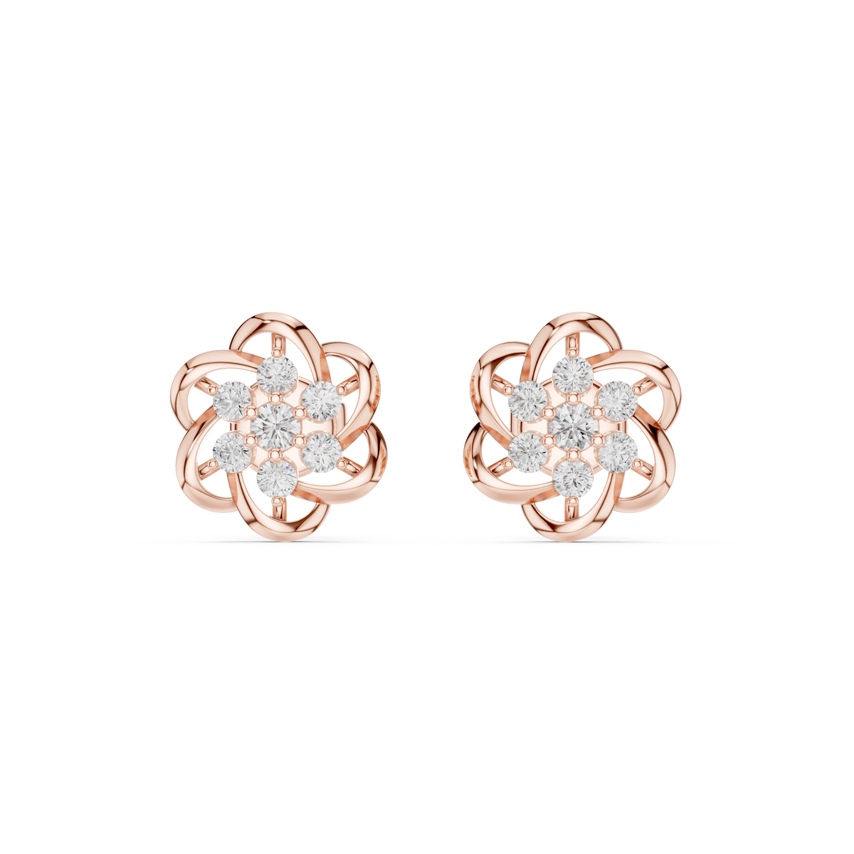 Celestera Floral Lab Diamonds Stud Earrings