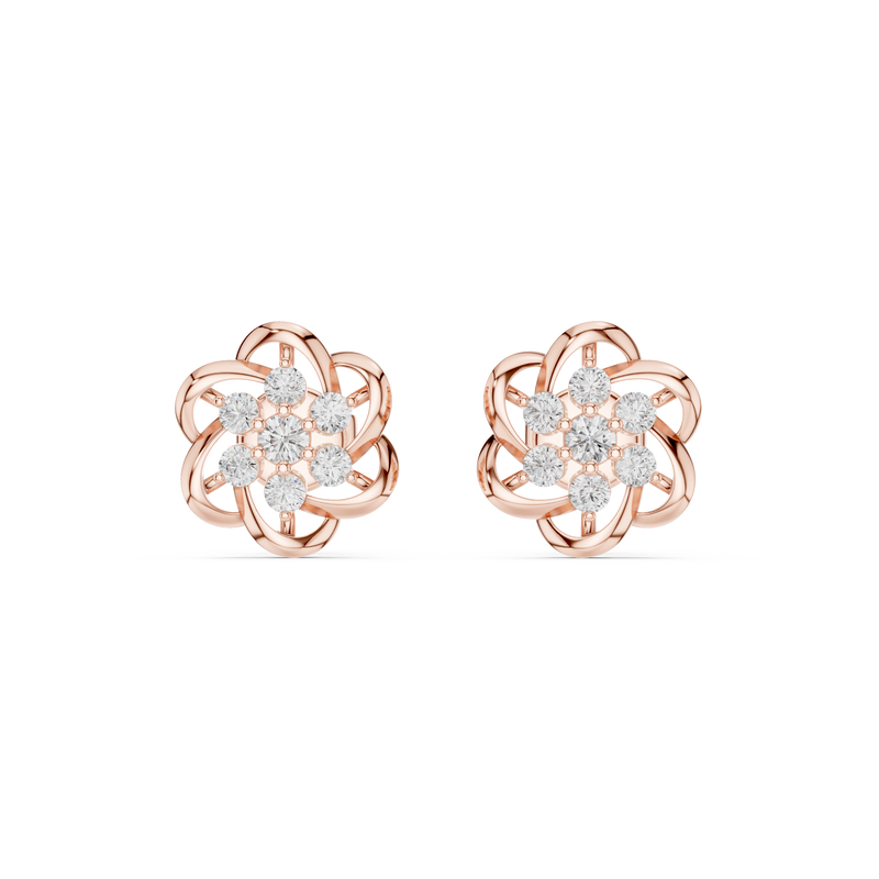 Celestera Floral Lab Diamonds Stud Earrings