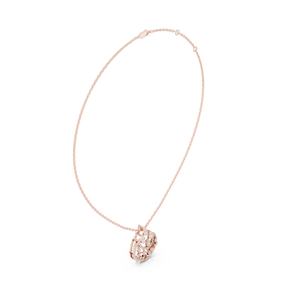 Lunar Awakening – Blooming Lab Diamond Crescent Pendant For Women