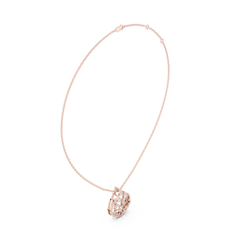Lunar Awakening – Blooming Lab Diamond Crescent Pendant For Women