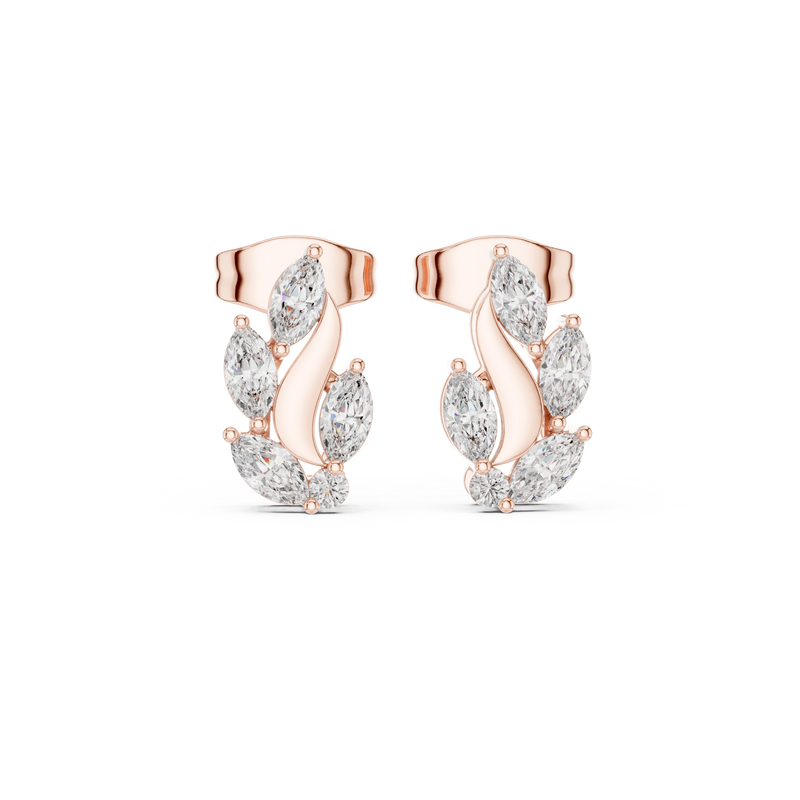 Flame Petal Lab Diamond Stud Earrings