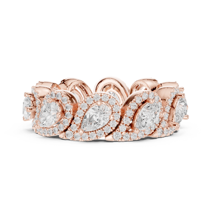 Iconic Pear Lab Diamond Halo Band Ring for Women & Girls