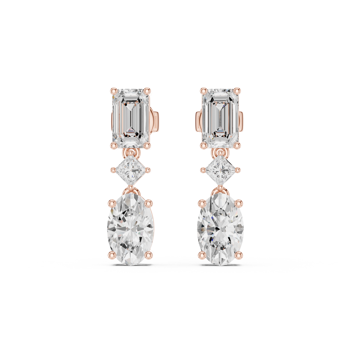 Trivelle Three Step Multi Shape Lab Diamond Earrings