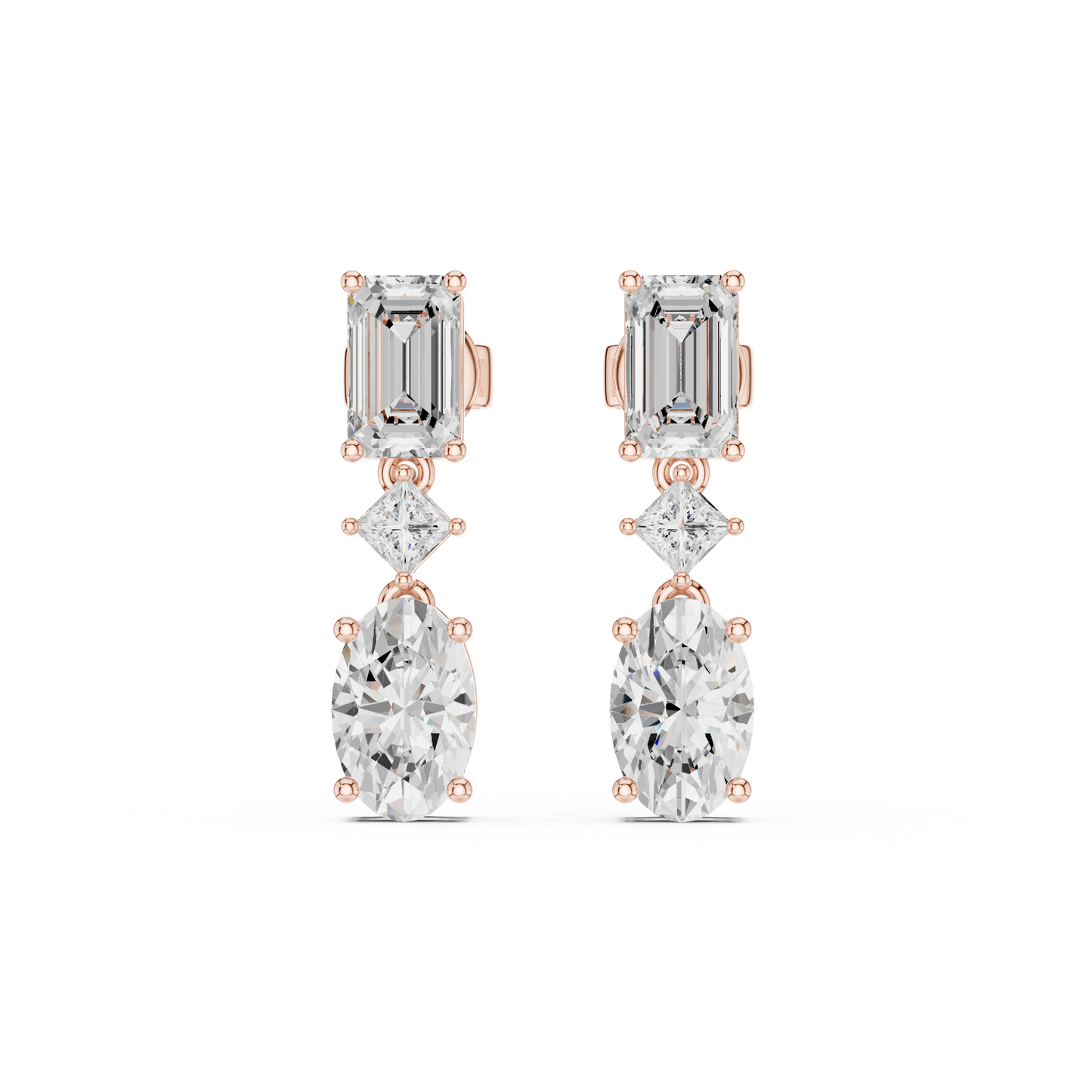 Trivelle Three Step Multi Shape Lab Diamond Earrings