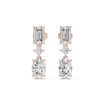Trivelle Three Step Multi Shape Lab Diamond Earrings