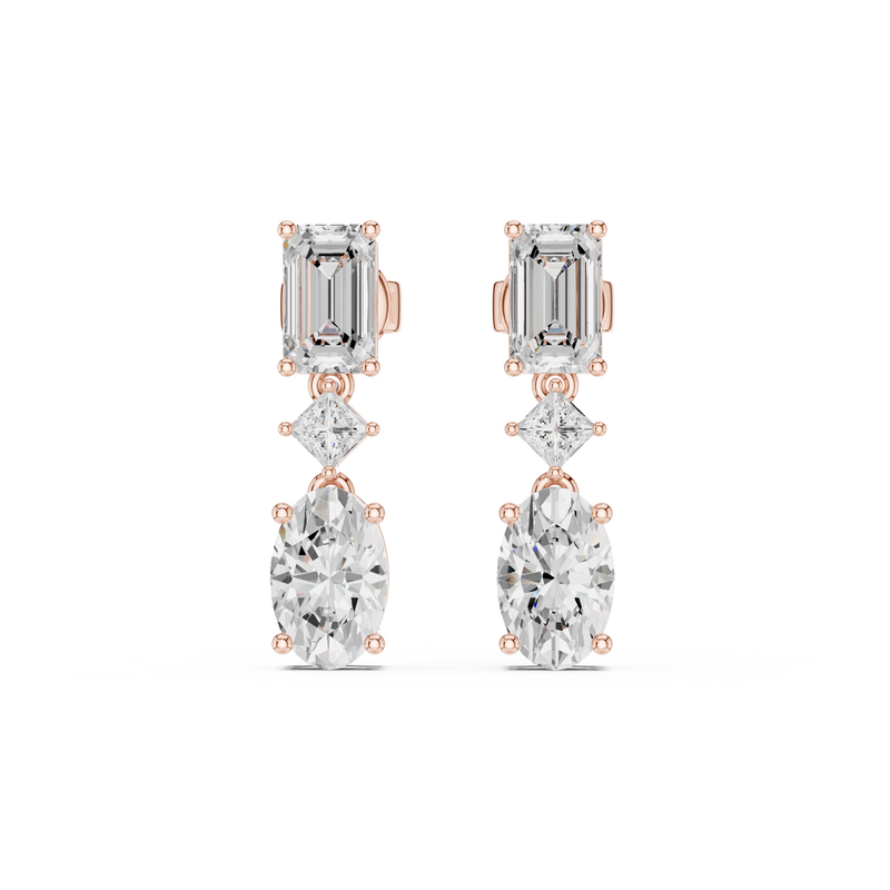 Trivelle Three Step Multi Shape Lab Diamond Earrings