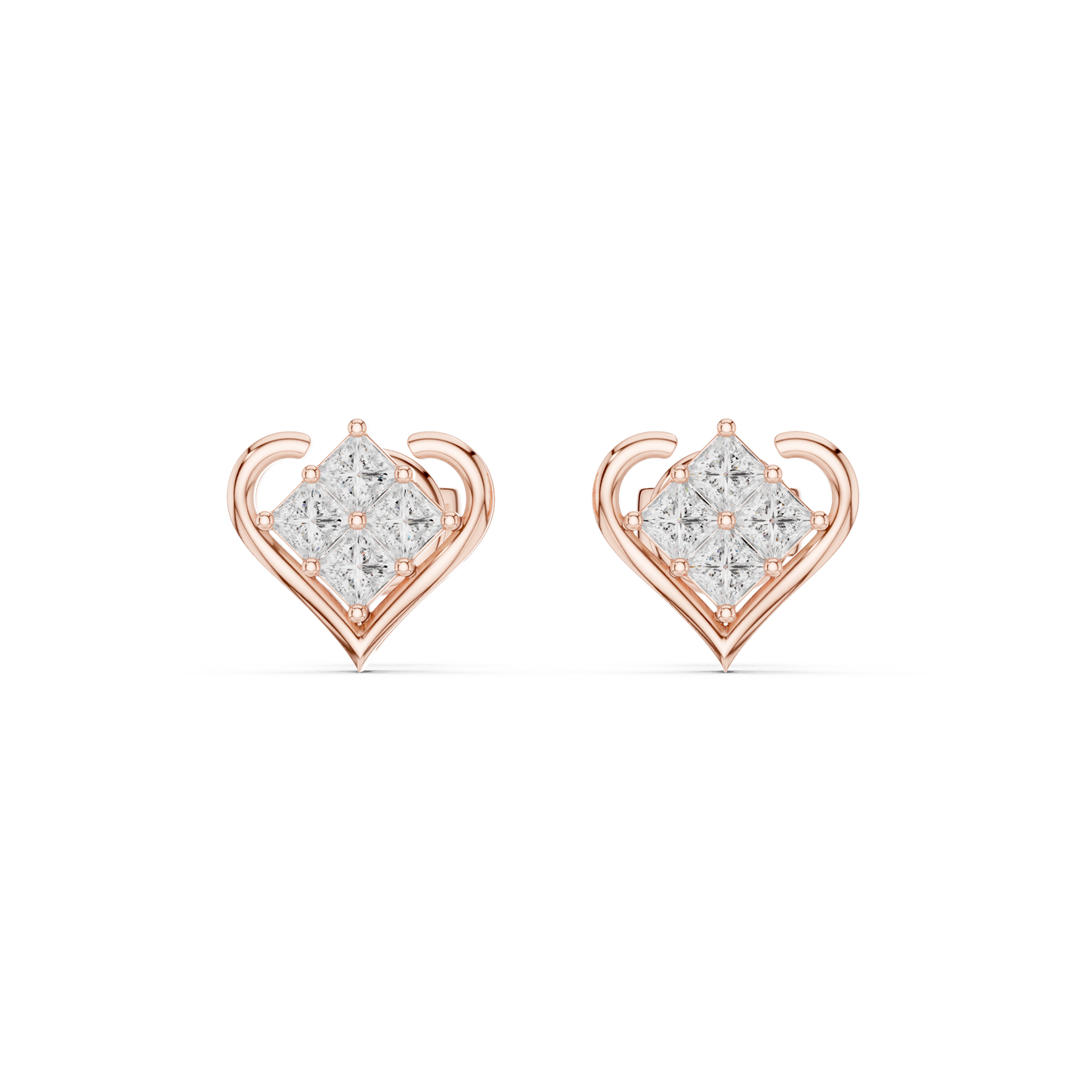 Amorette Heart Shape Lab Diamond Stud Earrings