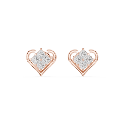 Amorette Heart Shape Lab Diamond Stud Earrings
