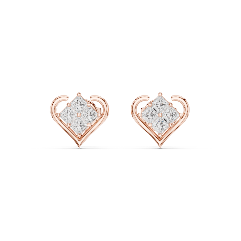 Amorette Heart Shape Lab Diamond Stud Earrings