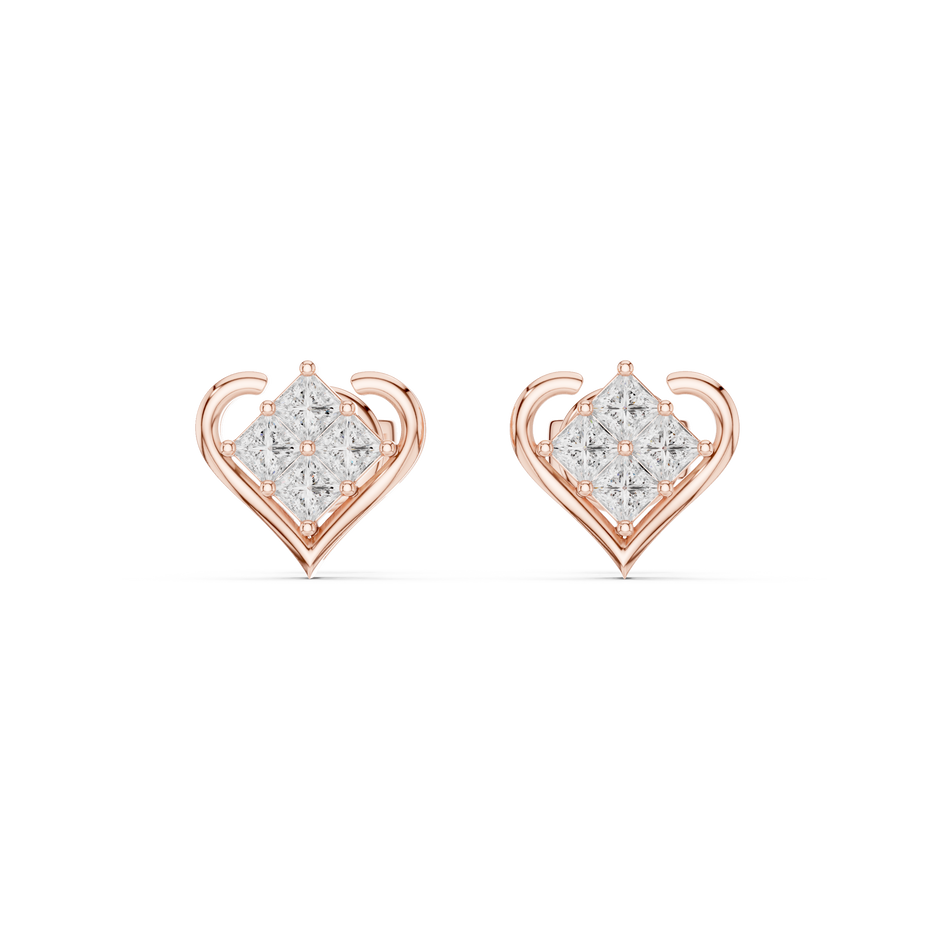 Amorette Heart Shape Lab Diamond Stud Earrings