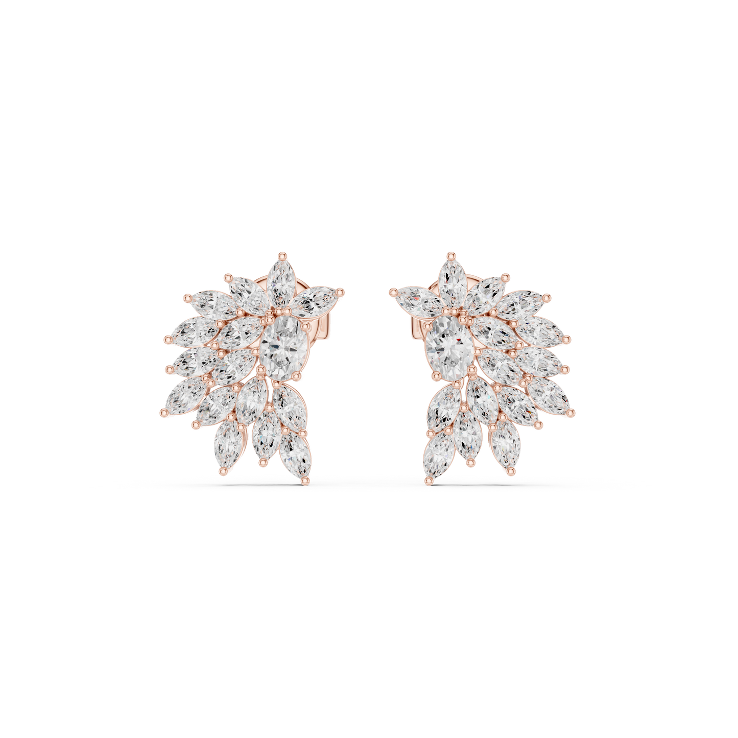 Sparkly Crystal Leaf Lab Diamond Bridal Earrings For Weddings