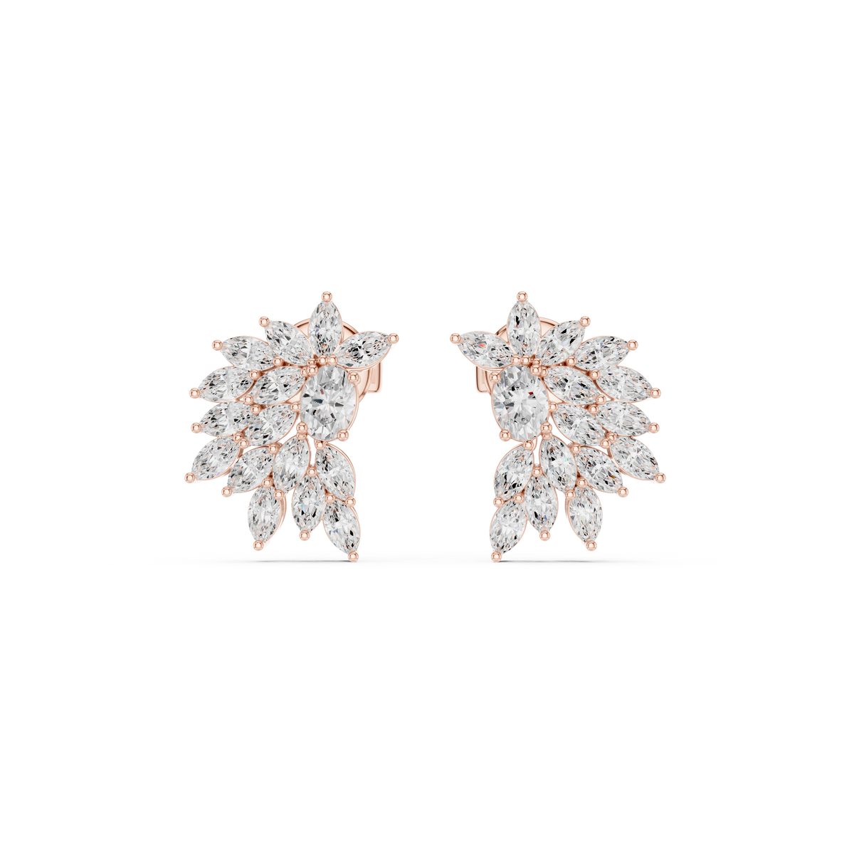 Sparkly Crystal Leaf Lab Diamond Bridal Earrings For Weddings