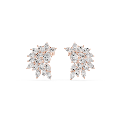 Sparkly Crystal Leaf Lab Diamond Bridal Earrings For Weddings