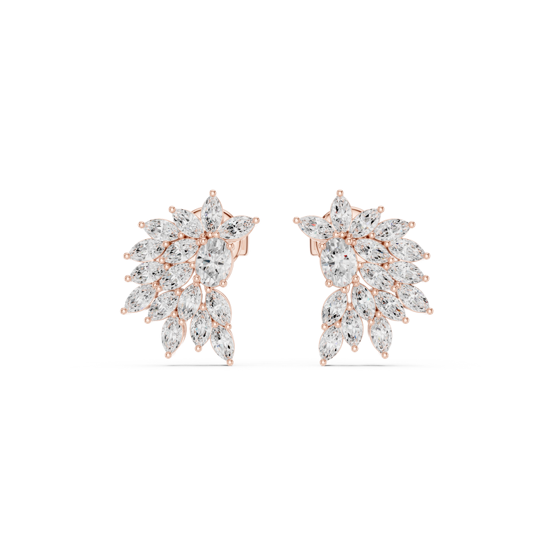 Sparkly Crystal Leaf Lab Diamond Bridal Earrings For Weddings