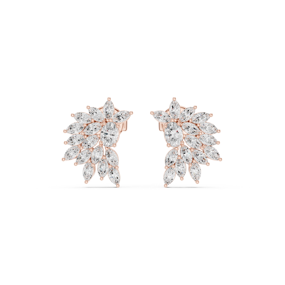 Sparkly Crystal Leaf Lab Diamond Bridal Earrings For Weddings