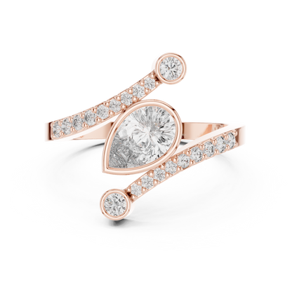 Beautiful Bright Pear Wrap Lab Diamond Ring