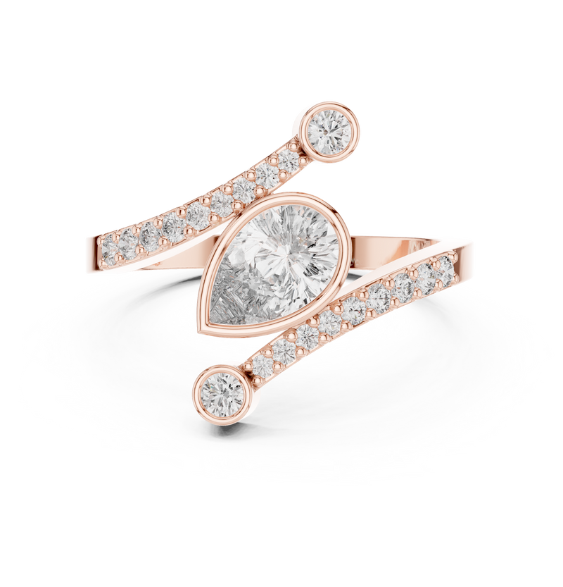 Beautiful Bright Pear Wrap Lab Diamond Ring