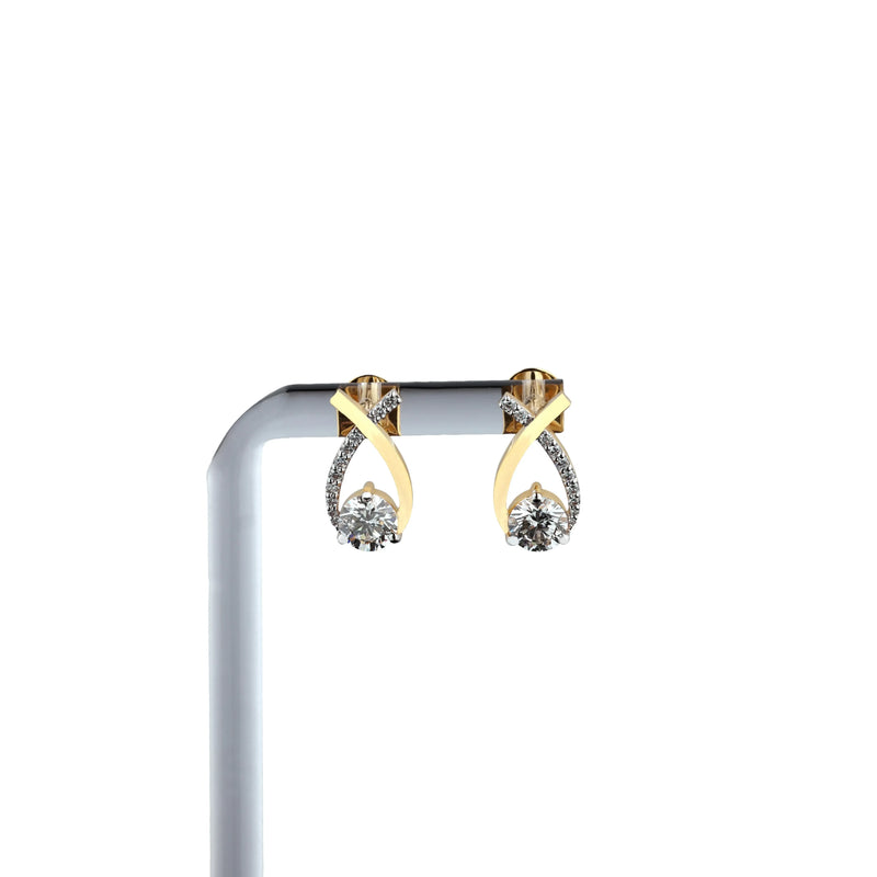 Orbit Crossover Round Diamond Stud Earrings