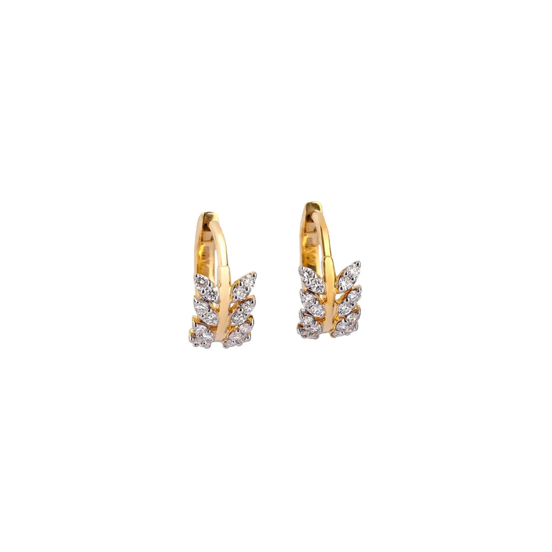 Laurel Marquise Leaf Diamond Huggie Earrings