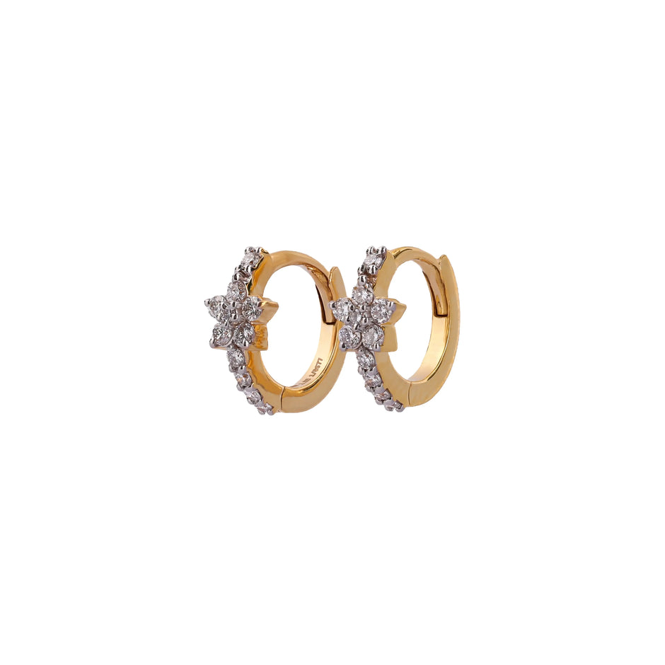 Flora Pavé Blossom Diamond Huggie Earrings