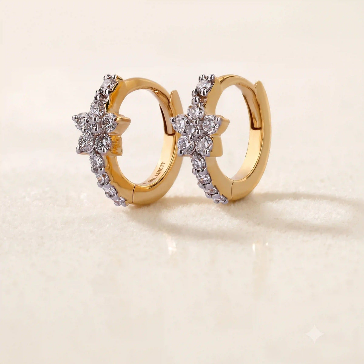Flora Pavé Blossom Diamond Huggie Earrings