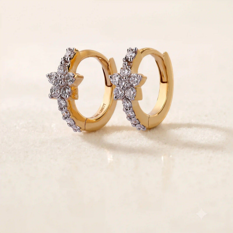 Flora Pavé Blossom Diamond Huggie Earrings