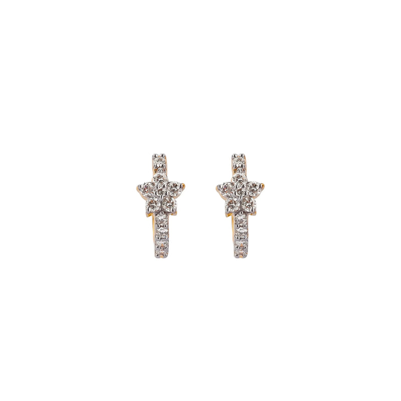 Flora Pavé Blossom Diamond Huggie Earrings